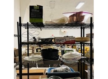 Shelf Lot: Cookware, Copper Pans, Kitchen Tools (Shelves 1, 2 And 3)
