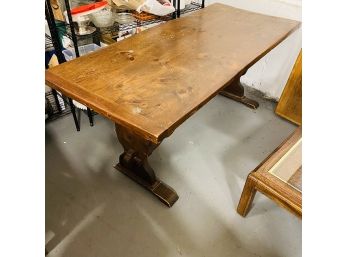 Farmhouse-Style Solid Wood Truss Dining Table (71'x29.5'x31')