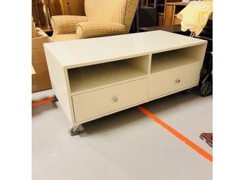 White TV Stand On Wheels