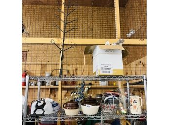 Shelf Lot: Dishes, Decorations, Mitten Tree (Shelves 1 And 2)