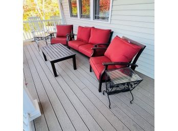 Aluminum Patio Set With Red Sunbrella Cushions (Porch)