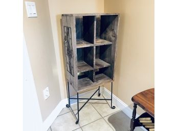 Rustic Wooden Cubby Storage Crate Stand On Metal Legs (Mudroom)