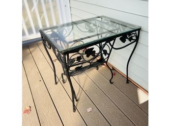 Vintage Iron Nesting Tables With Glass Tops (Porch)