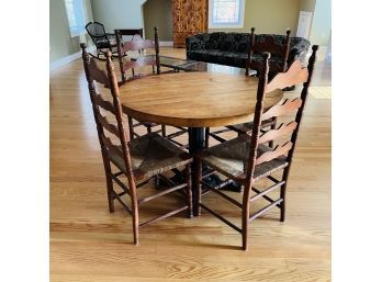 Butcherblock Top And Cast Iron Pedestal Table  (Upstairs)