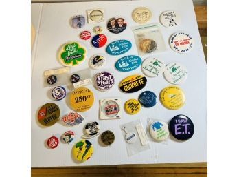 Vintage Button Lot: Politicians, Local Events, Batman And Robin, Assorted Brands, Etc.