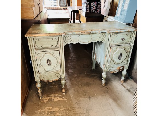 Vintage Aqua Blue Chippy Desk * (Barn - Side Room)