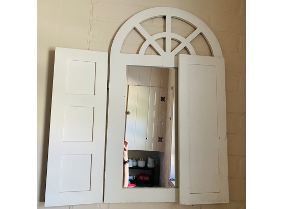 Decorative White Wall Mirror With Shutters (Zone 1)