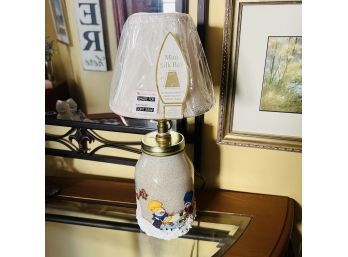 Jar Lamp With Painted Snowmen (Room 4)