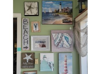 Wall Lot Of Ocean, Lighthouse And Beach Prints