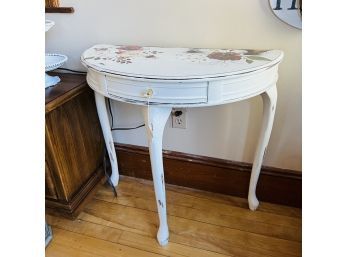 Vintage Painted Demilune Table With Drawer (Room 6)