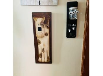 Metal Dog Sign And Wooden Treat Jar Wall Hanging With Hook (Room 6)