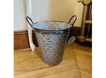 Galvanized Metal Olive Bucket (Room 6)