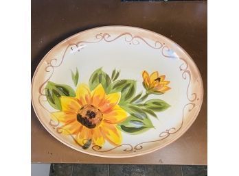 Table-Tops Unlimited 15' Ceramic Oval Hand-Painted Sunflower Platter (Zone 1)