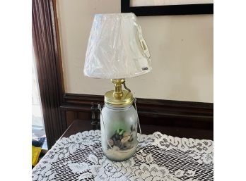 Frosted Jar Lamp With Bird Motif (Room 1)