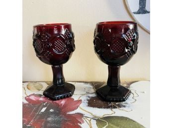 Pair Of Avon Cape Cod Ruby Red Glass (Room 6)