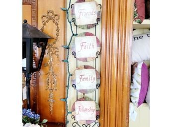 Faith, Family, Friends And Fellowship Mini Plates On Rack (Room 2)