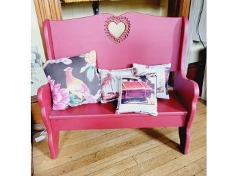 Miniature Red Bench With Cute Accent Pillows (Room 2)