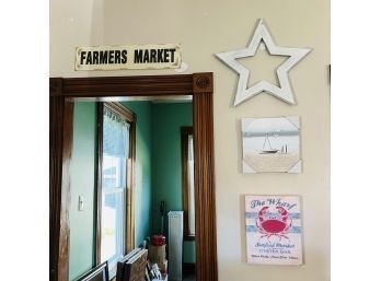 Assorted Signs And Wall Art: Farmers Market, Star, Crab, Etc. (Room 1)