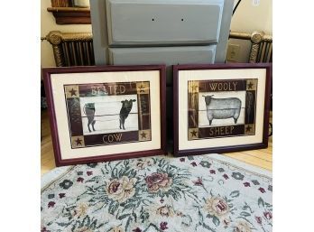 Cow And Sheep Framed Print Pair (Room 6)