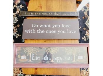 Wooden Sign Lot. Enter With A Happy Heart Plus Other (Room 2)