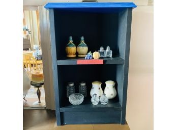 Small Refinished Trinket Shelf With Assorted Salt And Pepper Shakers (Zone 1)