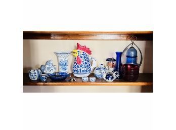 Blue Dishes And Fantastic Rooster Pitcher (Room 6)