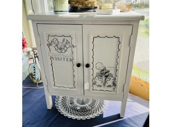 Small White Cabinet With Decoupage Accents (Room 5)