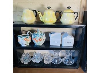 Refinished Trinket Shelf With Assorted Ceramic And Glass Decorative Items (Zone 1)