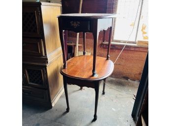 Matching Pair Of Oval End Tables With Drawers * (Barn - Side Room)