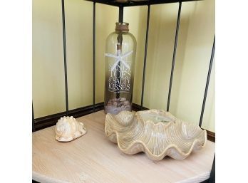 Assorted Ceramic Seashells And Decorative 'beach In A Bottle' With Quote (Zone 3)
