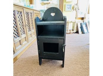 Small Black Table With Cabinet And Heart Cut Out (Room 4)