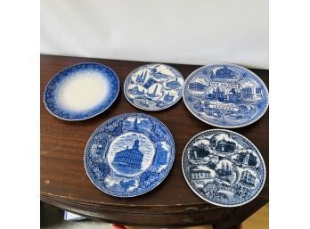 Assortment Of Blue And White Plates: R.M. Cook, Staffordshire, Etc. (Box 8)