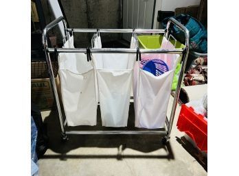 Chrome Laundry Sorter On Wheels (TD)