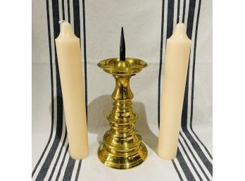 Solid Brass Spike Candle Holder With Two Candlesticks
