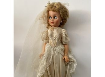 Vintage Bride Doll With Veil, Shoes, And Corsage (JC)