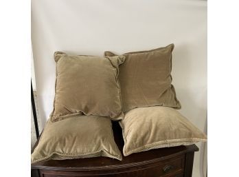 Four Large Tan Pottery Barn Throw Pillows In Great Condition  (TD)