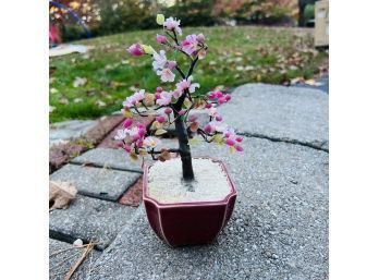 Vintage Gump's Japan Faux Cherry Blossom Bonsai Tree In Ceramic Pot (JC)