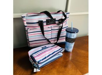 Scout Stripe Pocket Tote Bag, Toiletry Bag And Straw Cup (KT)