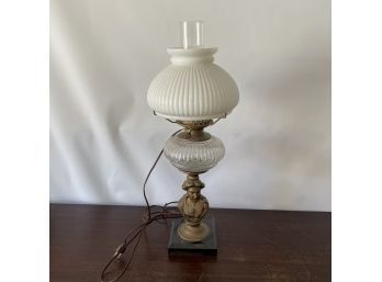Antique Lamp With White Ceramic Shade (Box 23)