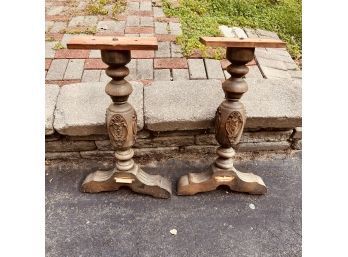 Pair Of Antique Wooden Pedestal Supports