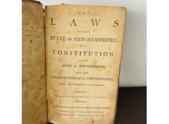 Antique 1797 Book Of New Hampshire State Constitution And Laws (Bin/Pod)