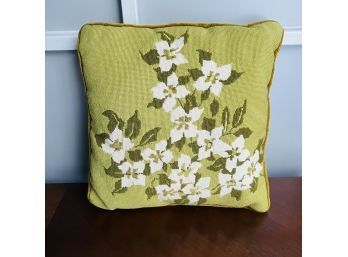 Vintage Embroidered Dogwood Pillow With Velvet Back (Pod)