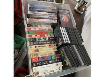 Box Lot Of VHS And DVDs