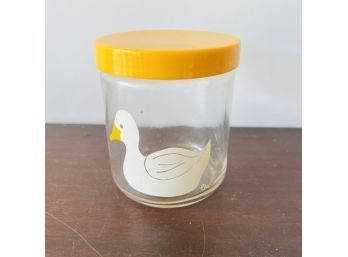 Vintage Glass Jar With Duck And Yellow Lid (Shelf 2)