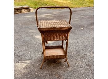 Heywood Wakefield Vintage Wicker Sewing Basket Stand