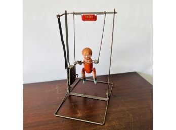 Antique Tik-Tak Acrobat Boy On Swing Metal Wind-Up Toy (JC)