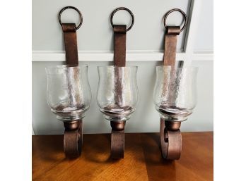 Metal And Glass Candle Holders - Set Of Three (LG)