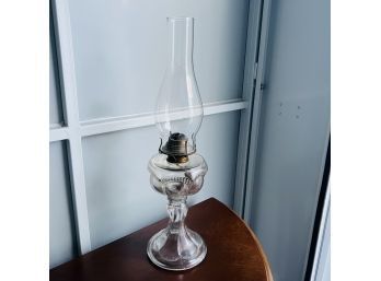 Tall Vintage Glass Oil Lamp With Hurricane Glass (Box 3/Pod)