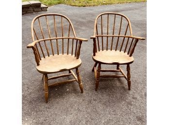 Pair Of Vintage Allen Chair Co. (Concord, MA) Sack-Back Windsor Armchairs