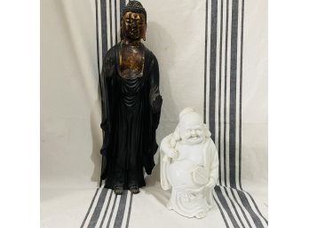 Wooden And Ceramic Buddha Statues